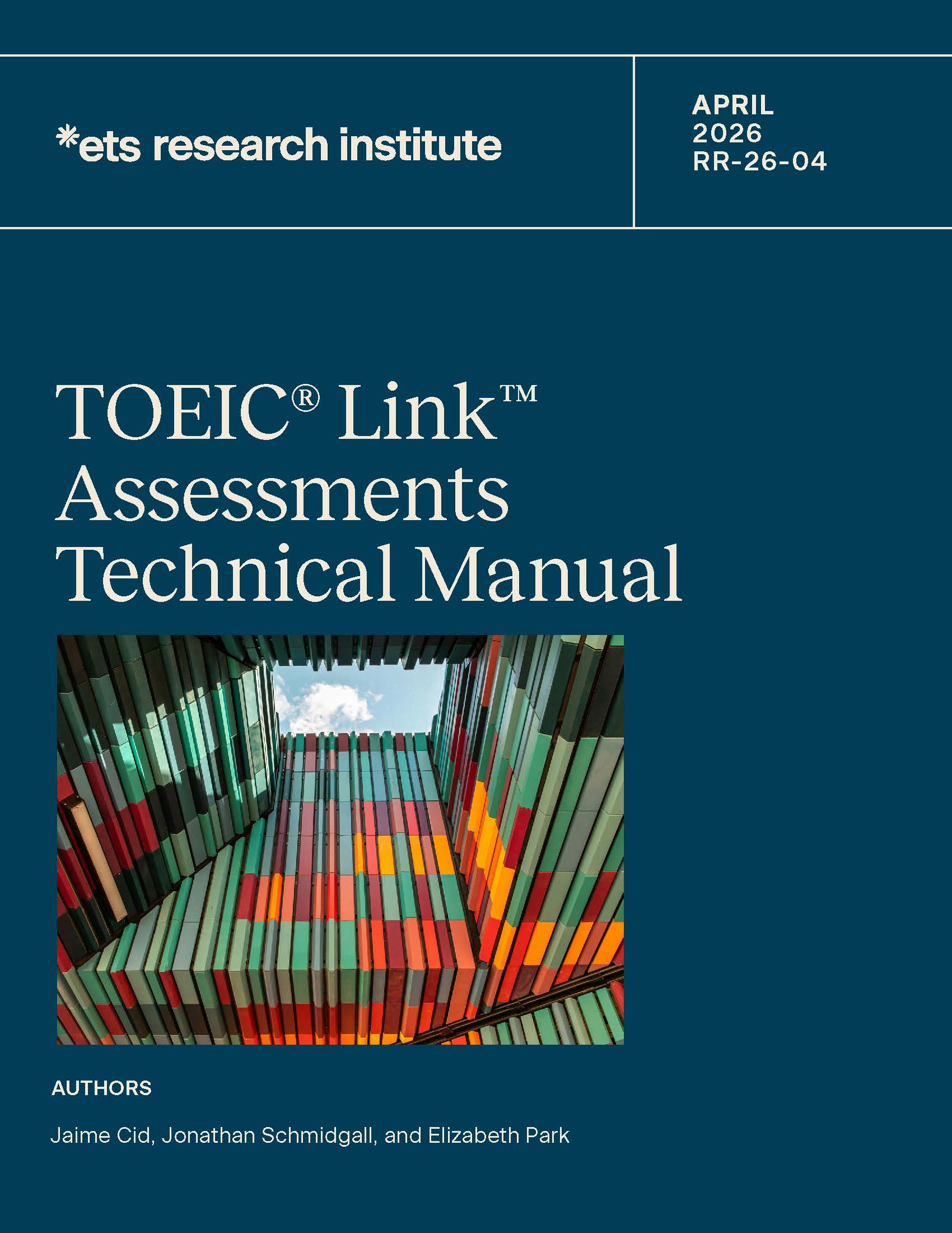Cover for ETS Research Report No. RR-26-04, TOEIC Link Assessments Technical Manual